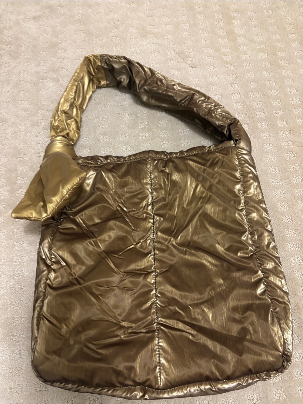 Metallic Gold Quilted Shoulder Bag for Women
